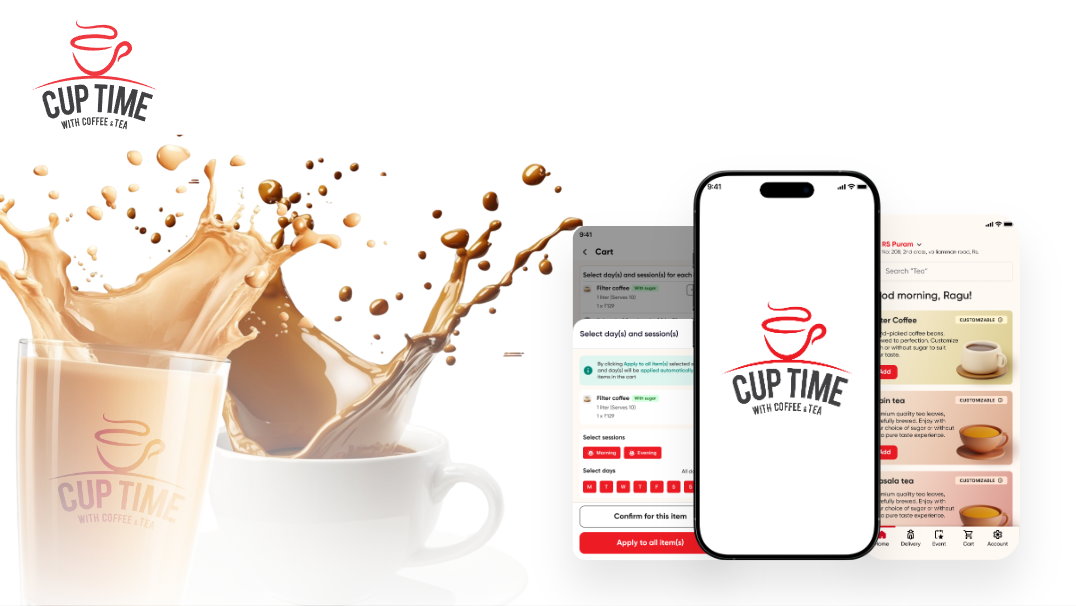 Coffee ordering app UI mockup for case study
